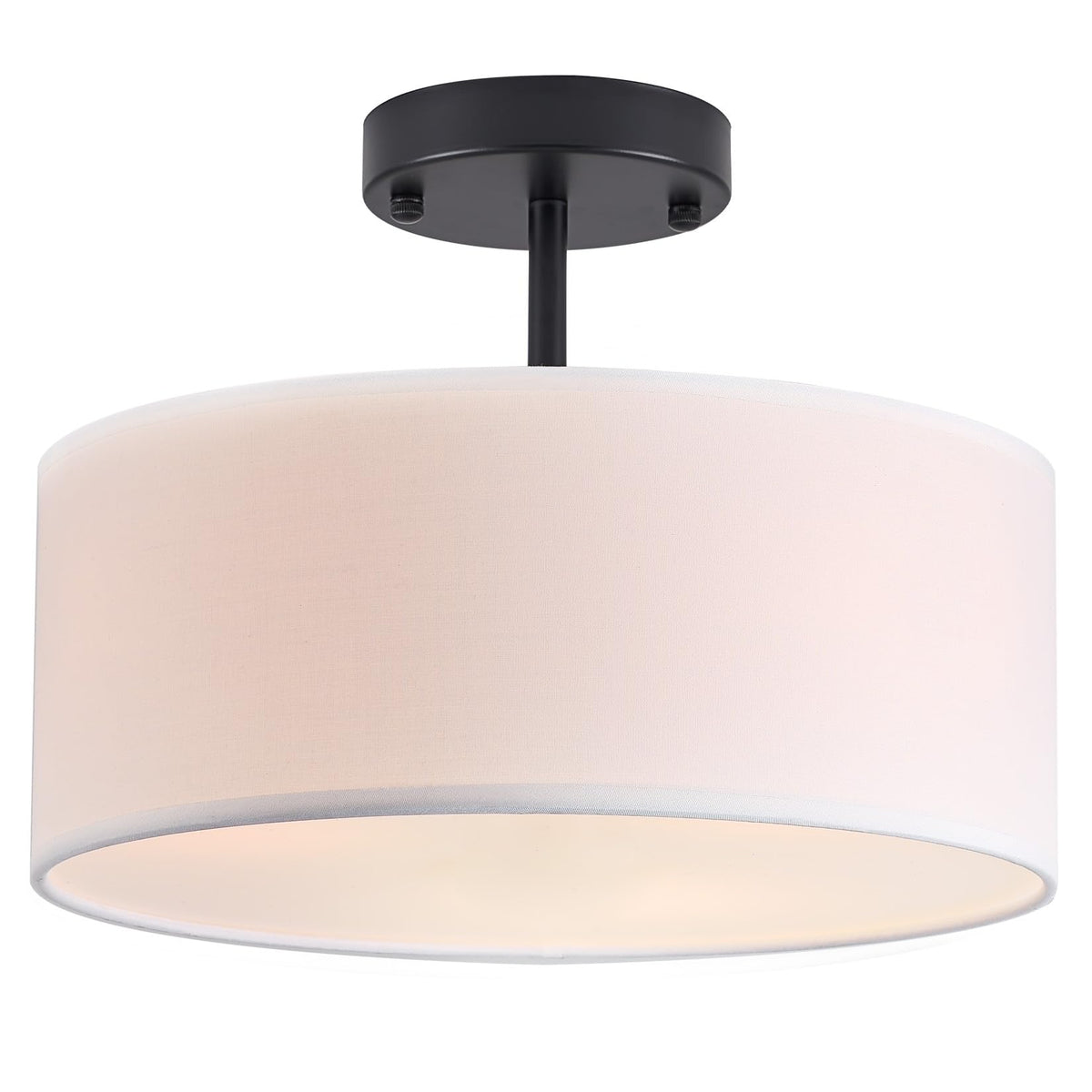 Bargeni semi-flush 13in 3-light fixture in black for modern spaces.