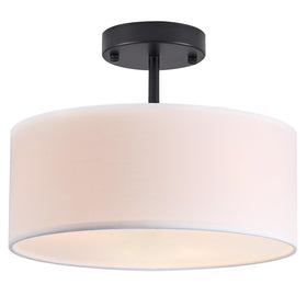 Bargeni semi-flush 13in 3-light fixture in black for modern spaces.