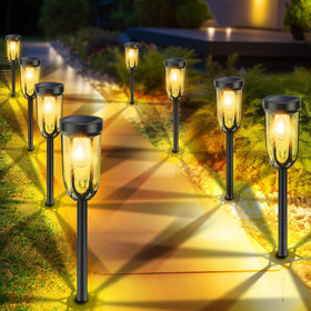 Barleit warm white glow highlights garden edges and borders for ambiance.