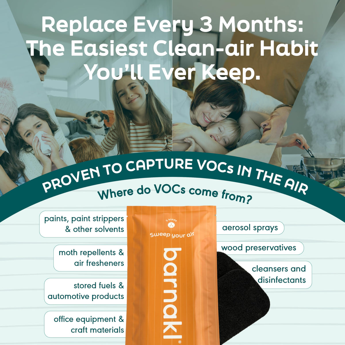 Easily replaceable pads keep fresh air flowing in your space.