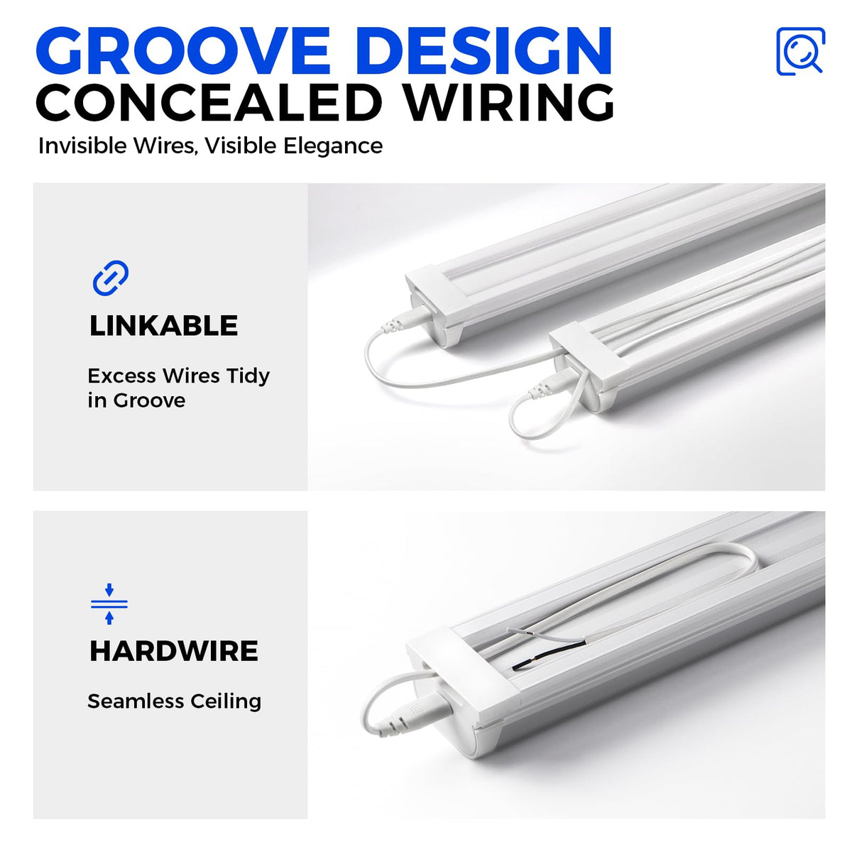 Barrina 4ft LED shop light 5000LM provides wide-area brightness for dark corners.