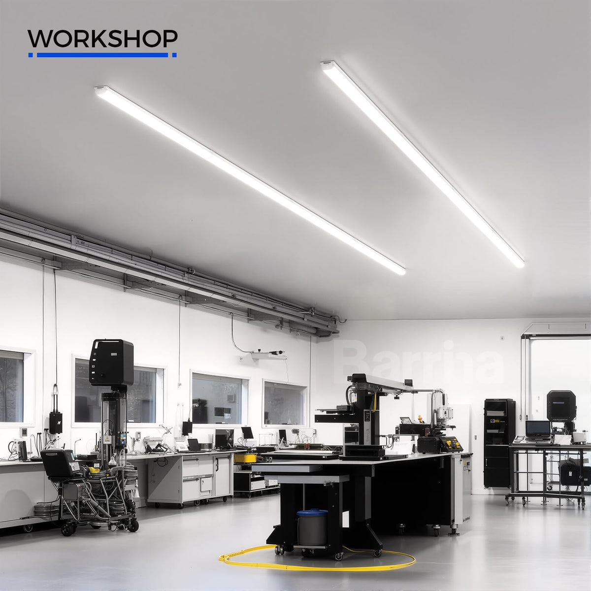 Barrina 4ft LED shop light easy install with mounting clips.