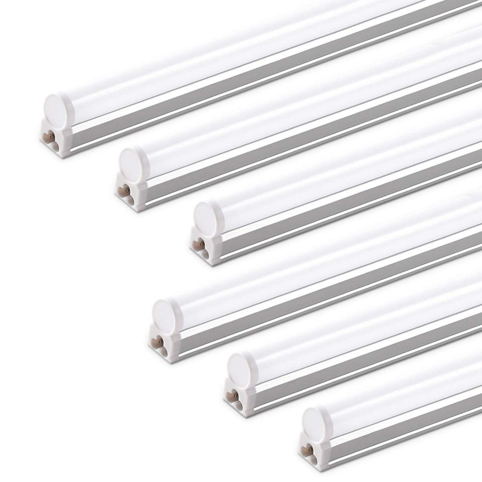 Barrina 6-pack LED T5 4ft light brightens workshops with 2200+ lumens.