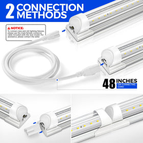 Barrina 8ft LED shop light connectors enable linking four units.