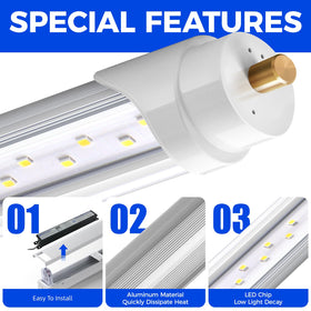 Barrina 8ft LED Tube replacing fluorescent bulbs in a fixture.