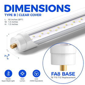 Barrina 8ft LED Tube installed in a garage, bright and even light.