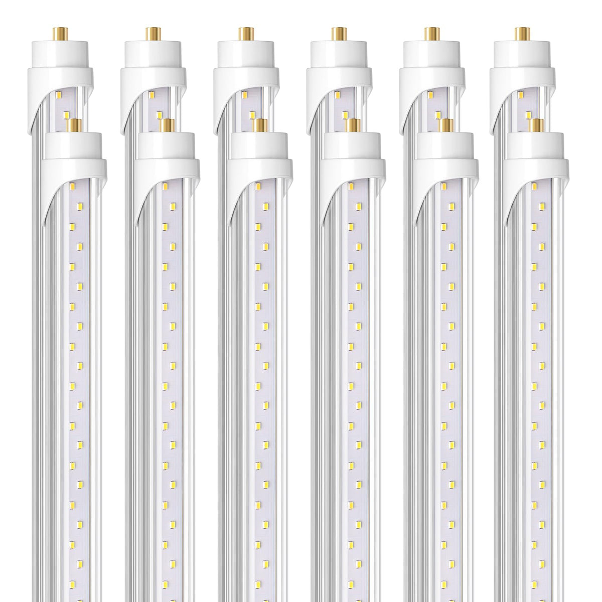 Barrina 8ft LED Tube Pack 12 - front view with bright daylight illumination.