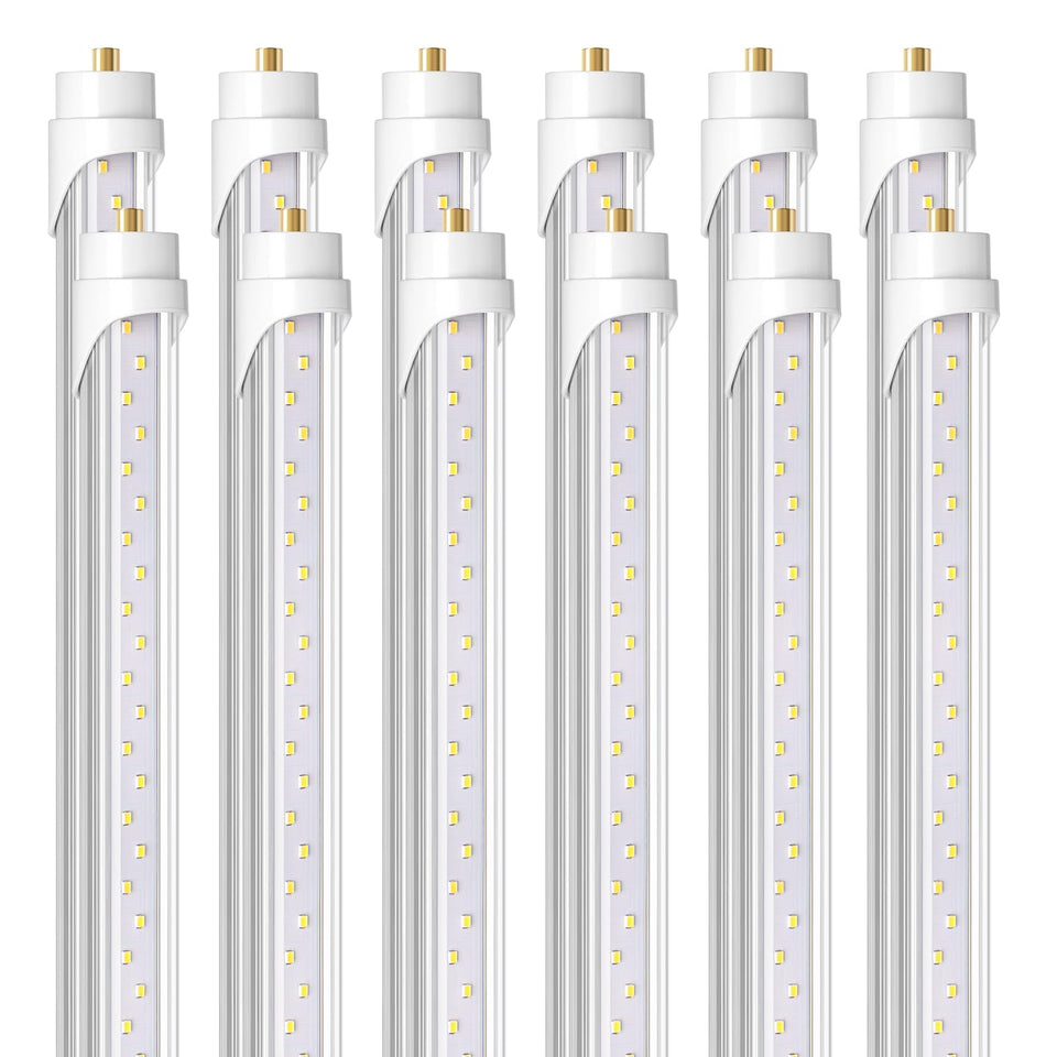 Barrina 8ft LED Tube Pack 12 - front view with bright daylight illumination.