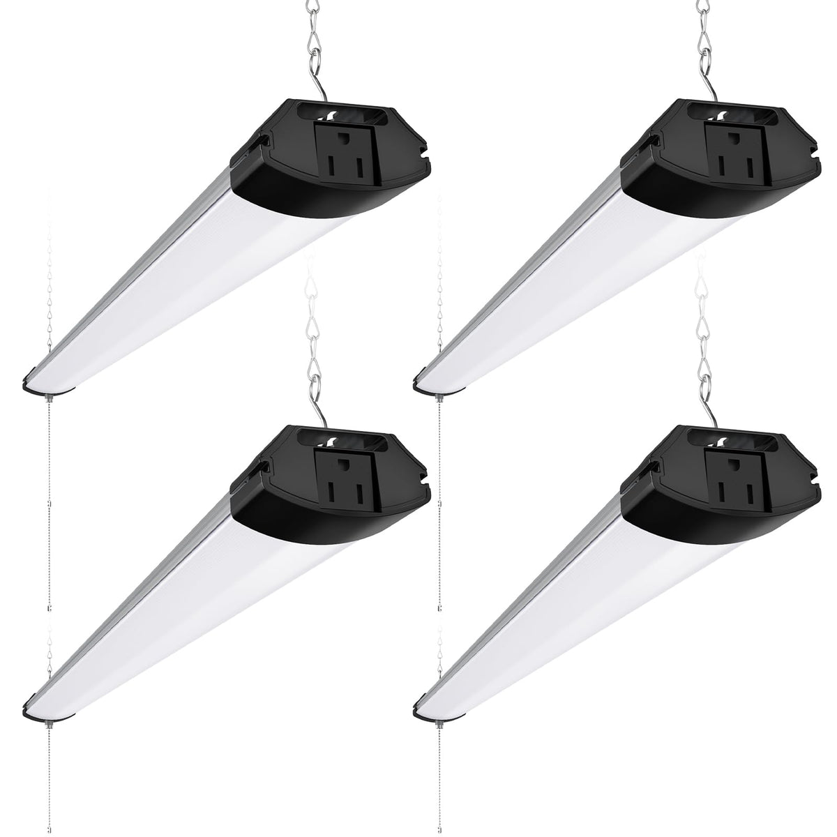 Barrina BS84 LED shop light 4ft on ceiling delivering bright, even workshop illumination.