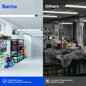 Barrina BS84 LED shop light hanging installation enables easy ceiling mounting.