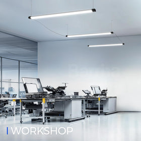 Barrina BS84 LED shop light linked up to 3 fixtures for larger spaces.