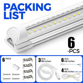Barrina LED shop lights include connectors and cords for flexible installations.