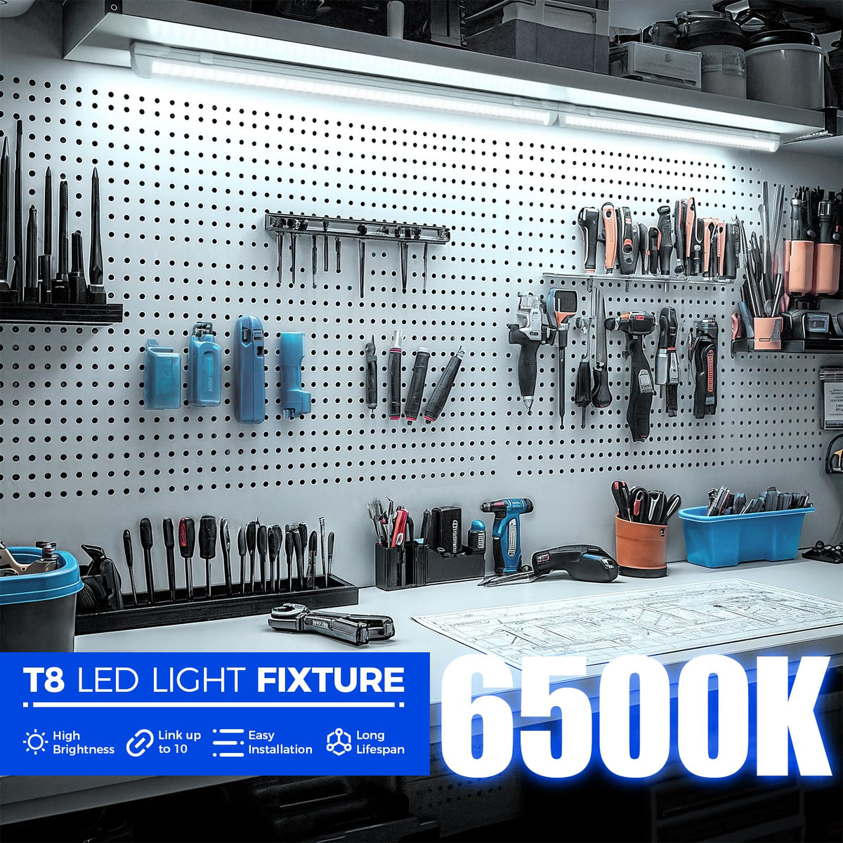 Barrina LED Shop Light 2ft clear-cover design for clean, crisp light output.