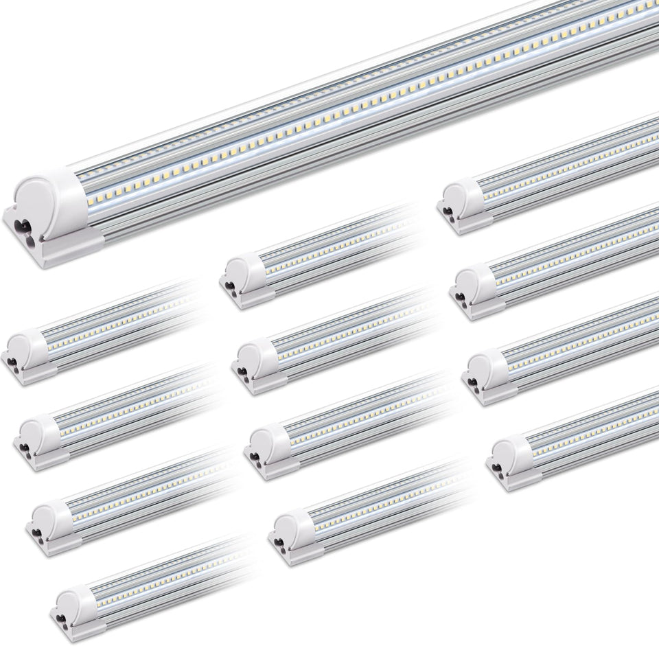 Barrina LED shop light 8ft 100W 15000lm 6500K brightens garage spaces for clear work.