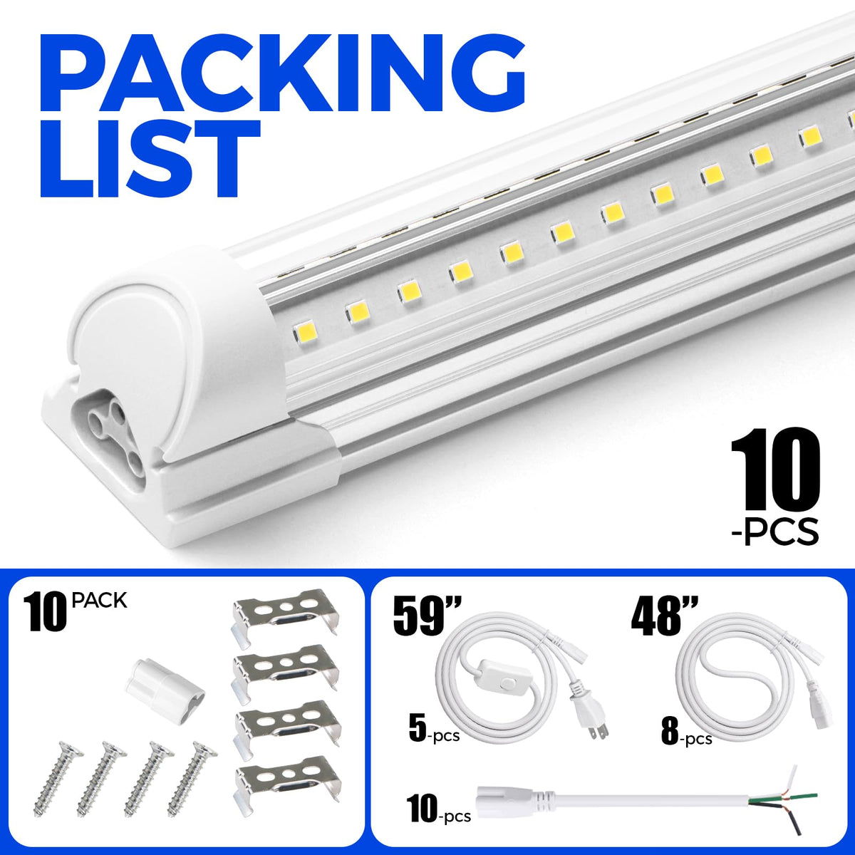 Barrina T8 shop lights for basement, attic, or warehouse
