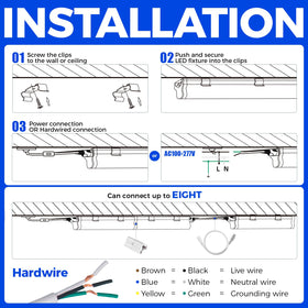 Barrina T5 4ft LED Shop Light includes installation accessories for quick setup