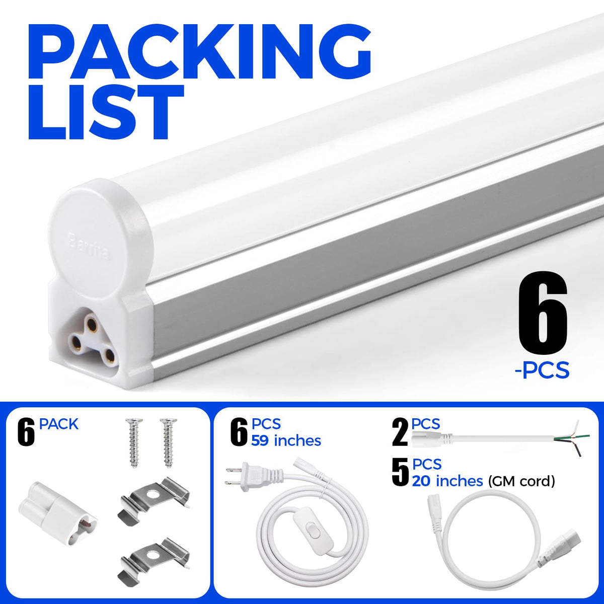 Barrina T5 6-pack ETL-listed for safe, compliant operation
