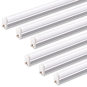 Barrina T5 LED ceiling light 2ft 5000K, six-pack, bright daylight illumination for garages.