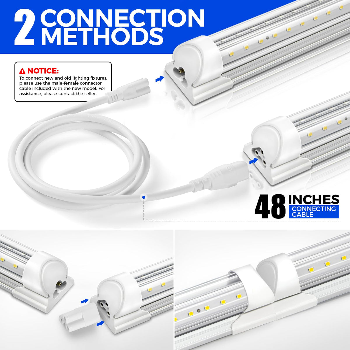 Barrina T8 LED Shop Light 4ft clear cover close-up highlighting scratch resistance