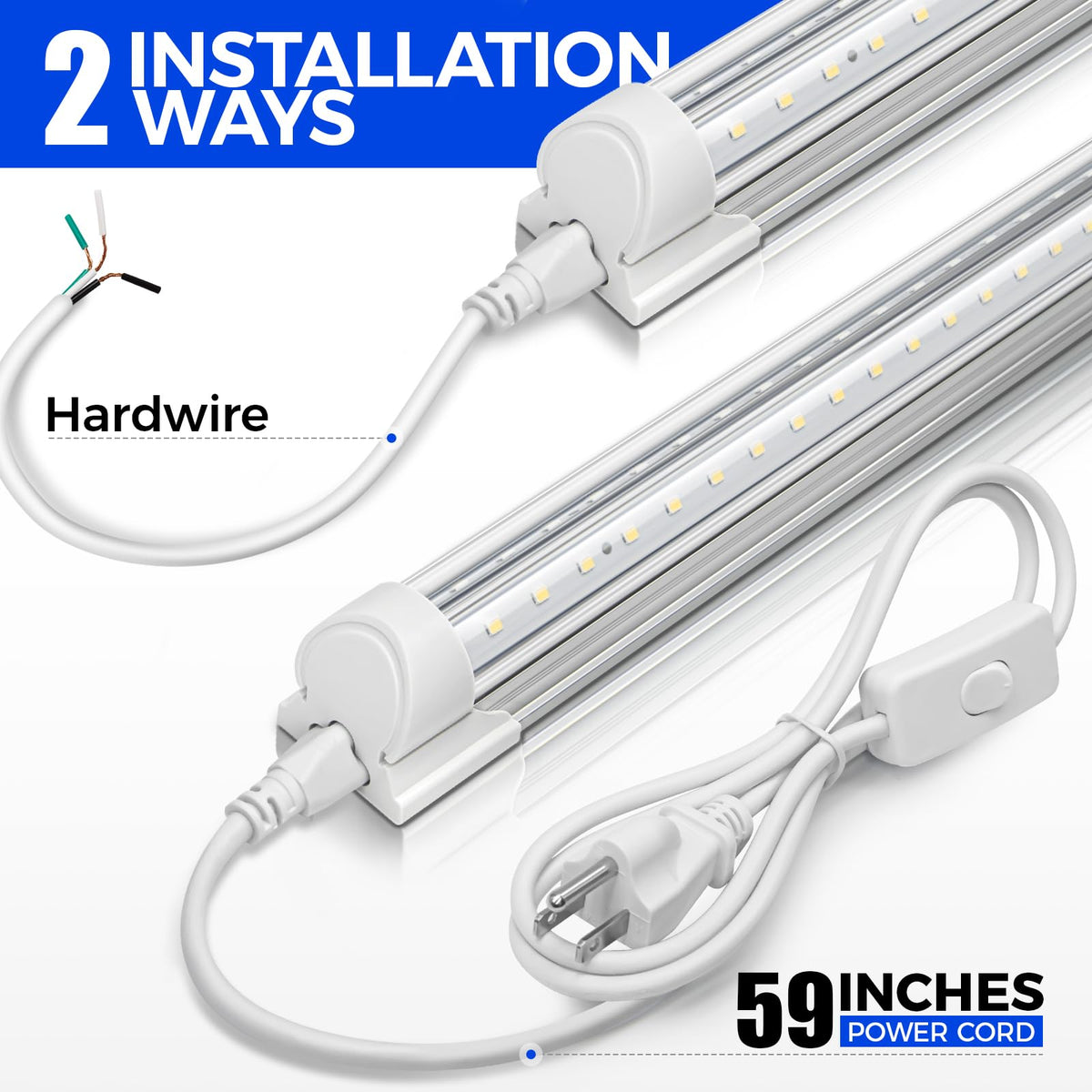Barrina T8 LED Shop Light 4ft can link up to six in series using cables
