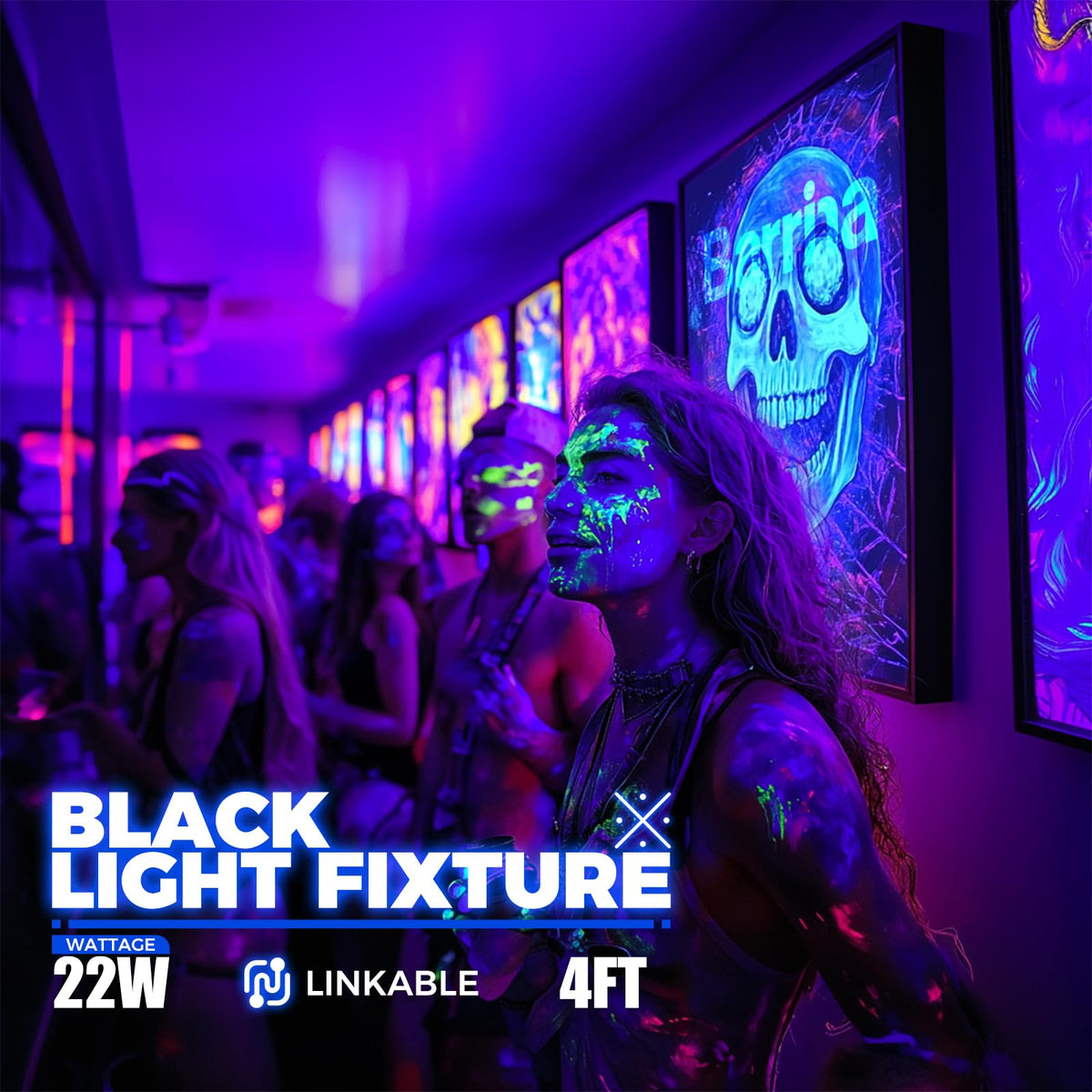 Barrina UV LED Blacklight Bar assembly showing easy installation and setup