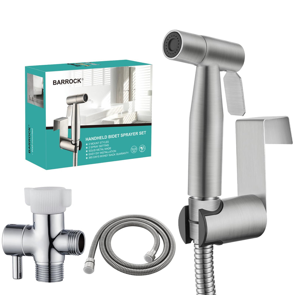 BARROCK bidet sprayer with metal handle offering smooth control for cleanliness.