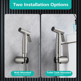 BARROCK brushed nickel finish on the bidet set resists rust and fingerprints.