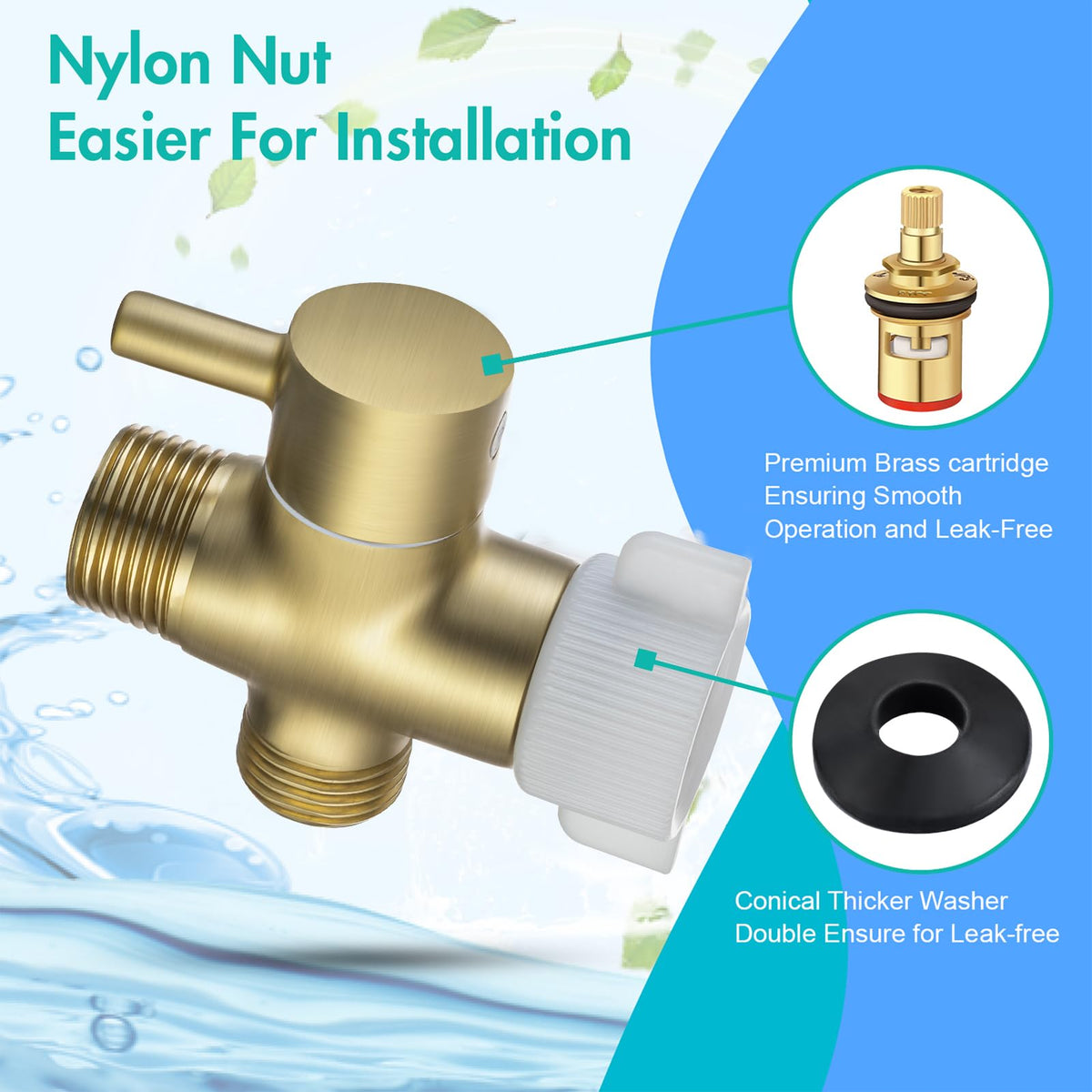 BARROCK thickened washer inside nylon nut helps prevent leaks during use.