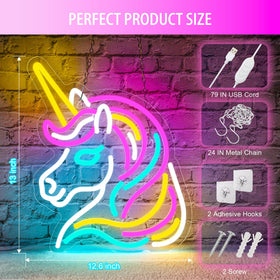 Basaneon Unicorn Neon Sign powered by USB for safe, energy-efficient use.