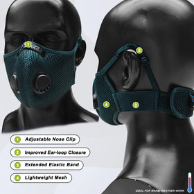 BASE CAMP dust mask shows 6-layer filter for effective filtration