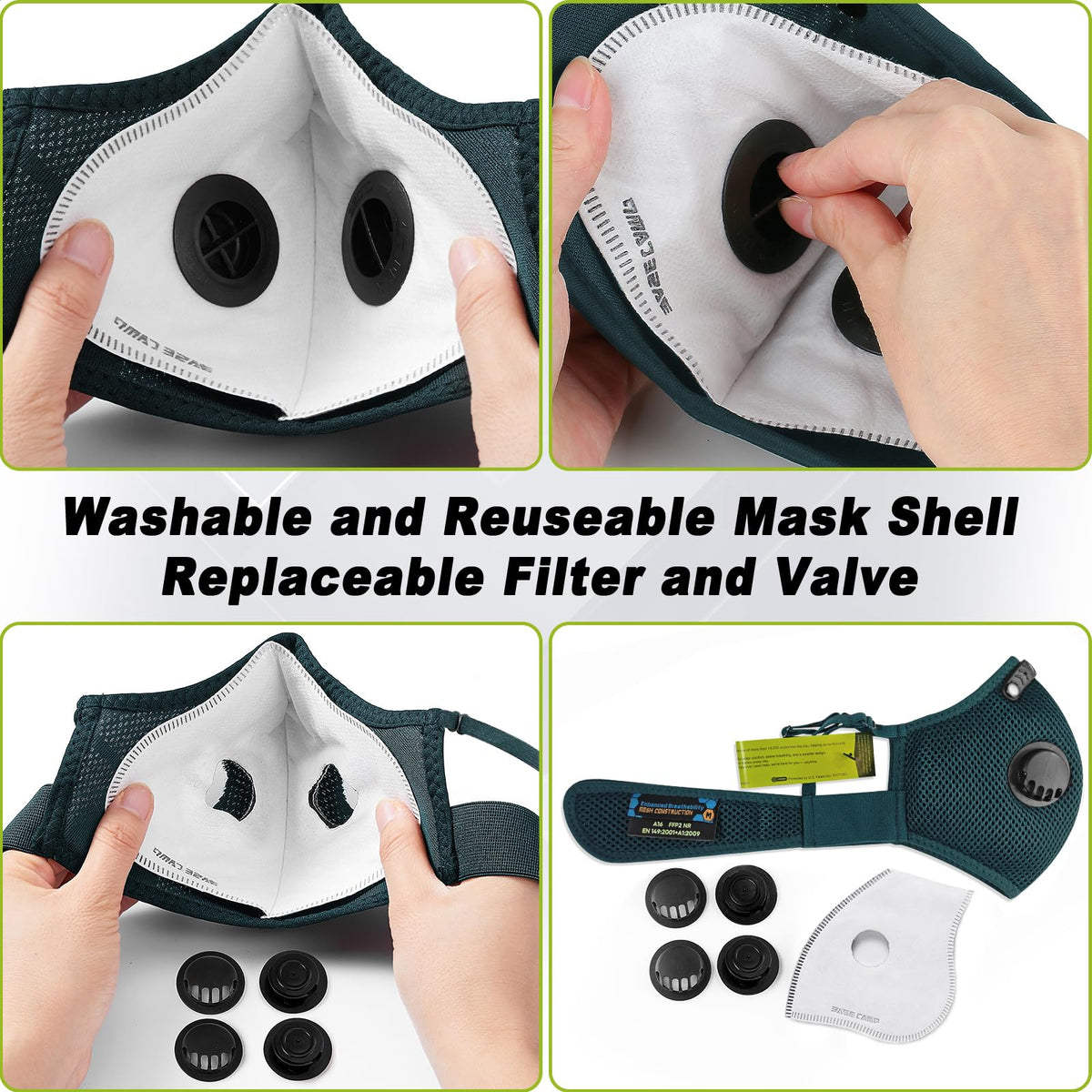 BASE CAMP dust mask replaceable filters support ongoing use