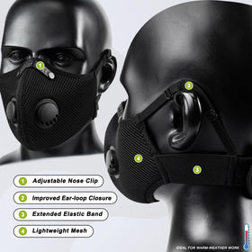 BASE CAMP M Plus Mask Valve enhances breathability and heat escape.