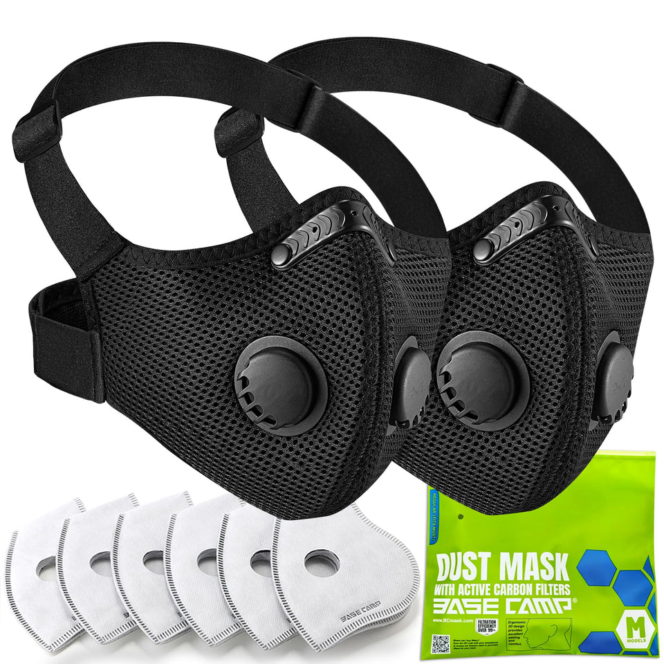 BASE CAMP M PRO dust mask front view—comfortable wear for long tasks.