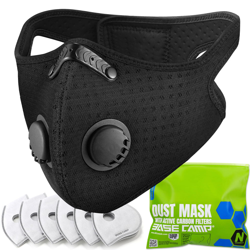 BASE CAMP N Plus mask with 360-degree seal for secure all-around protection.