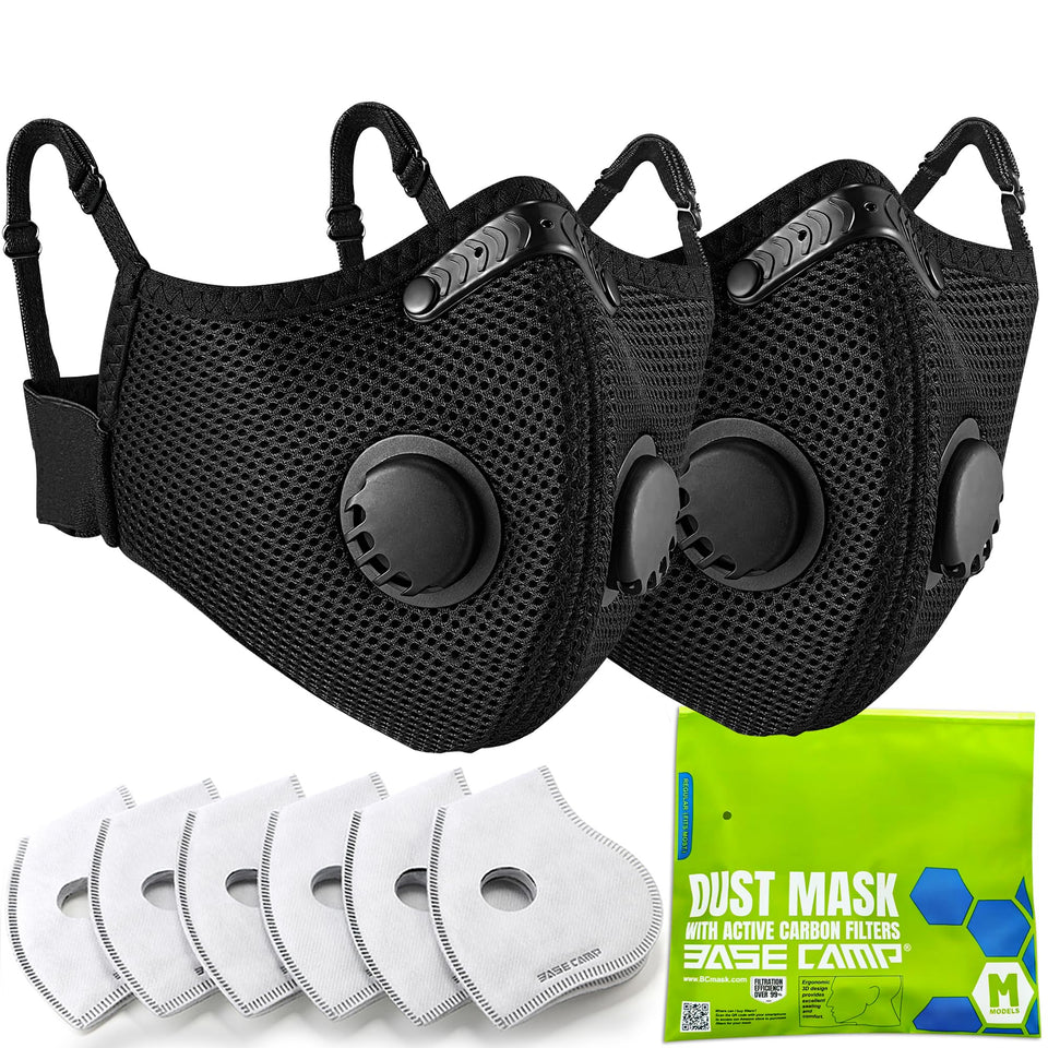 BASE CAMP Upgrade M Plus dust mask front view highlighting breathable, comfortable fit.