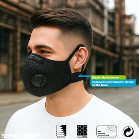 BASE CAMP Upgrade M Plus dust mask side view showing adjustable neck band for a custom seal.