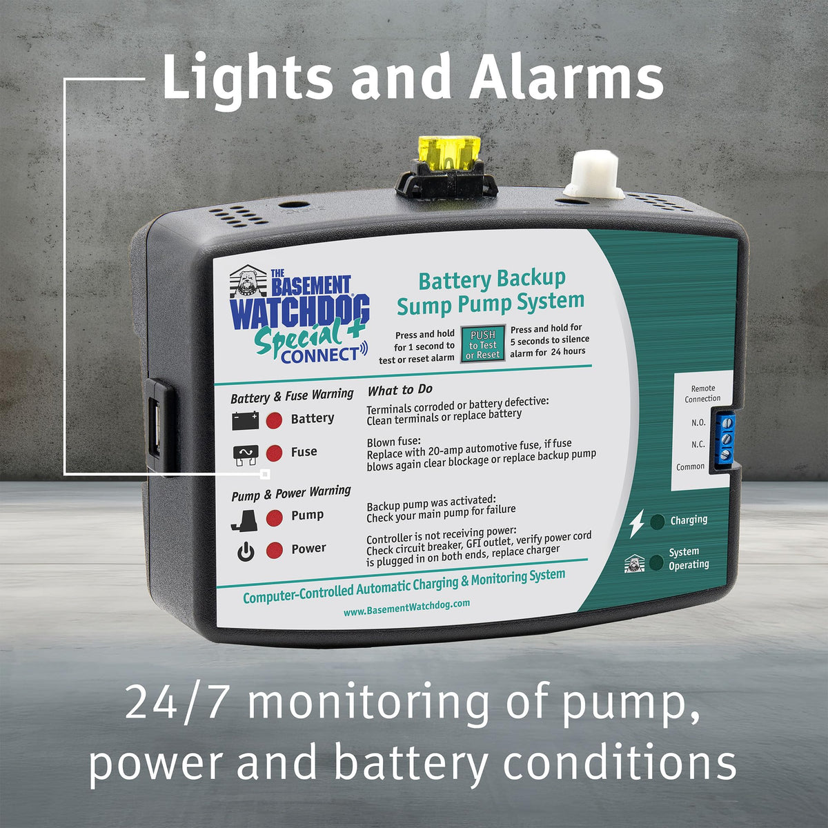 The Basement Watchdog PSC primary pump operates efficiently with strong flow at multiple lifts.