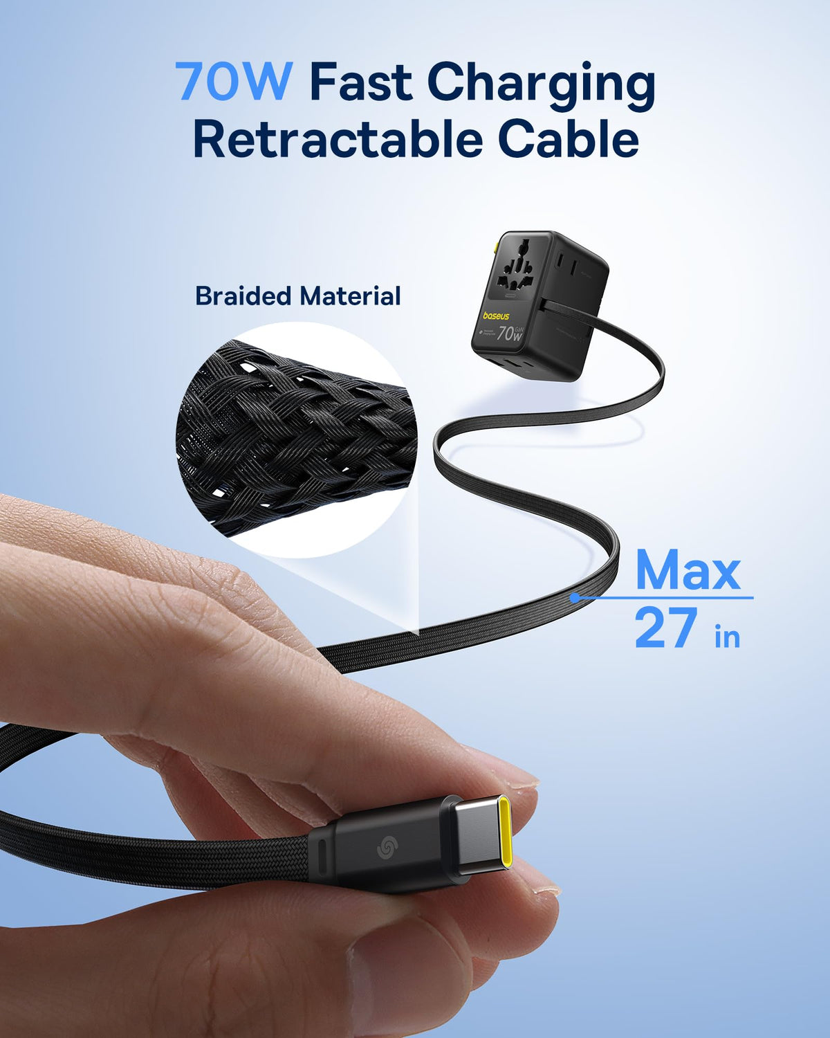 Baseus Enercore CG11 6-in-1 charger powers laptop, tablet, and phone simultaneously.