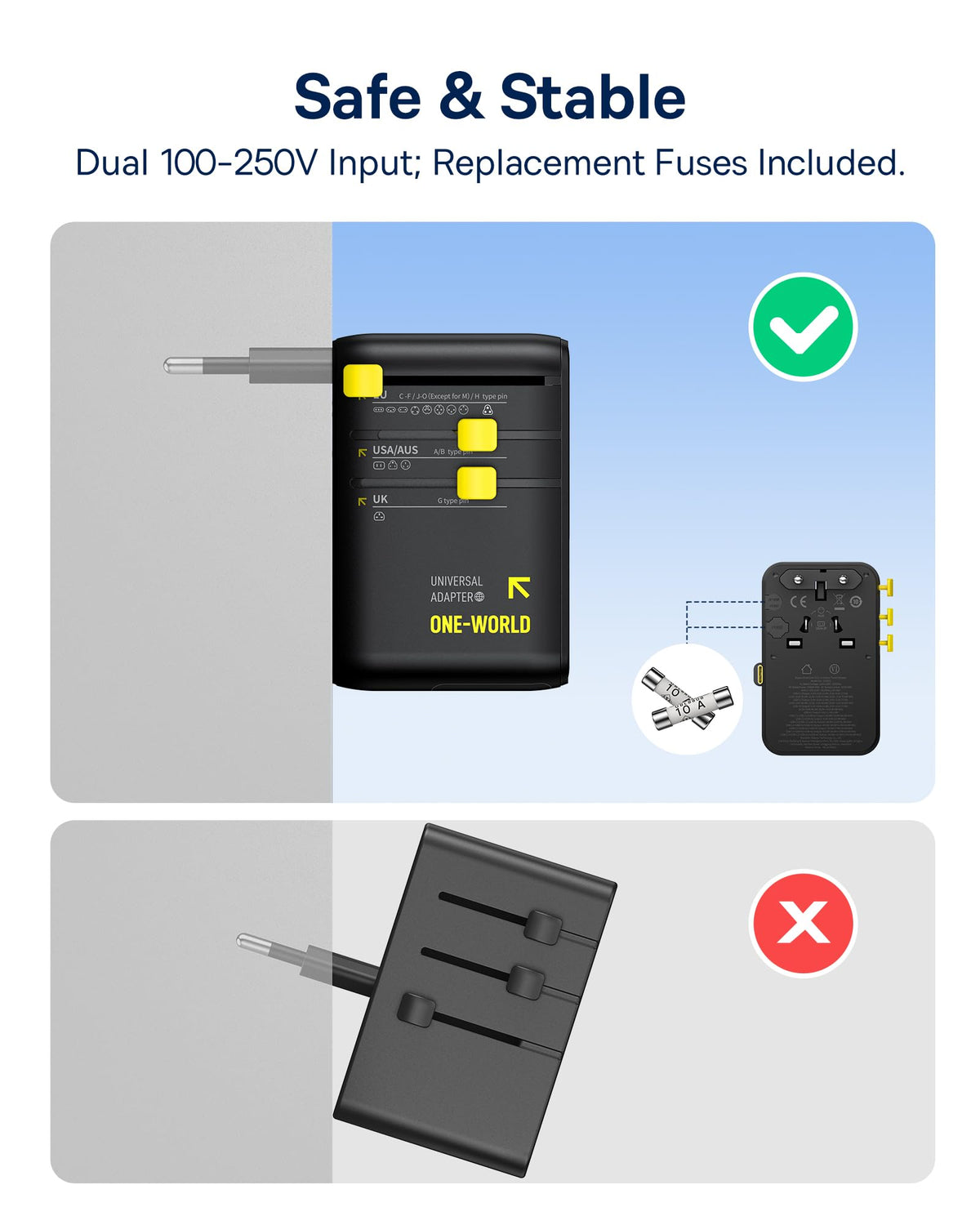 Baseus Enercore CG11 safety features with fuses and protections.