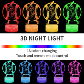 BASSI baseball night light remote control enables easy color choices.
