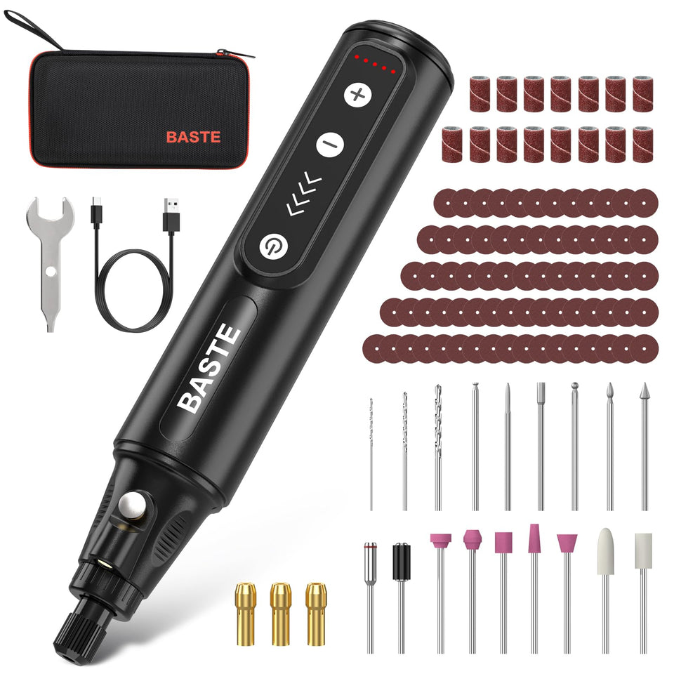 Baste mini cordless rotary tool kit charging setup for quick power on-the-go.
