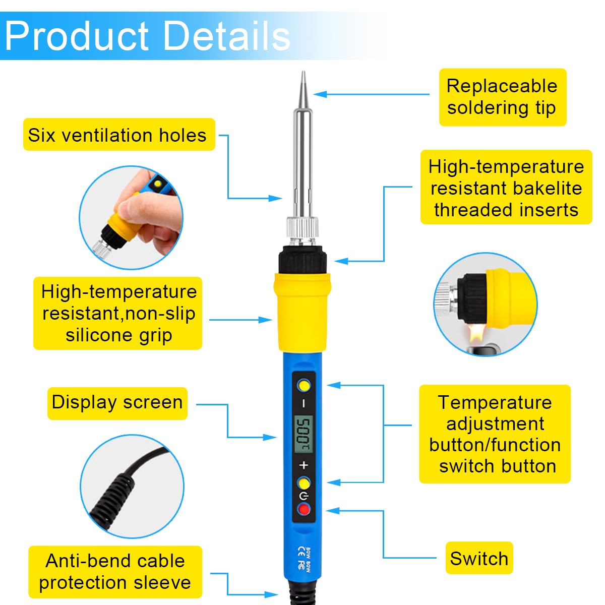 BATALO five replaceable tips for versatile soldering tasks