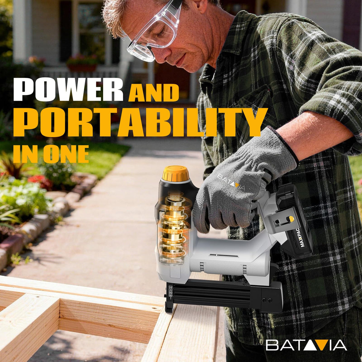 Batavia 18ga brad nailer with precise depth control for delicate trim
