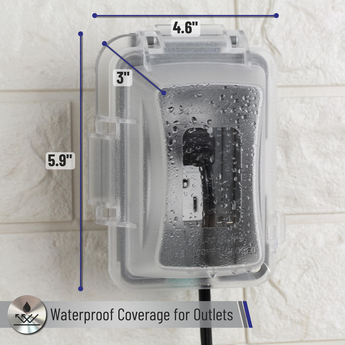 Bates Choice 1-gang outlet cover durability highlights UV-stabilized construction for sun exposure.