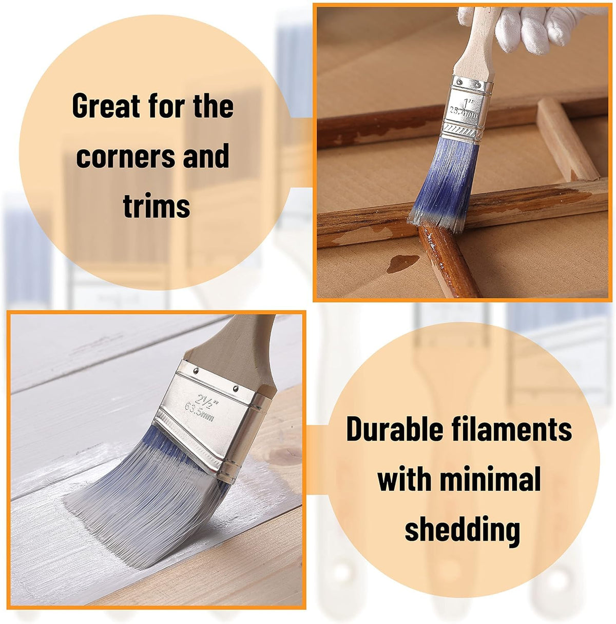 Bates Choice angled brush on wall shows clean edges.