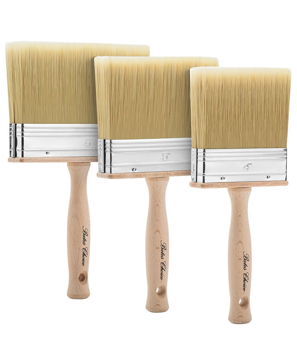 Bates Choice deck stain brush 4in for even coverage on wood surfaces.