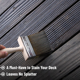 Bates Choice deck stain brush 5in dense bristles enable balanced stain flow.