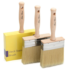 Bates Choice deck stain brush 6in wooden handle stays comfortable during sessions.