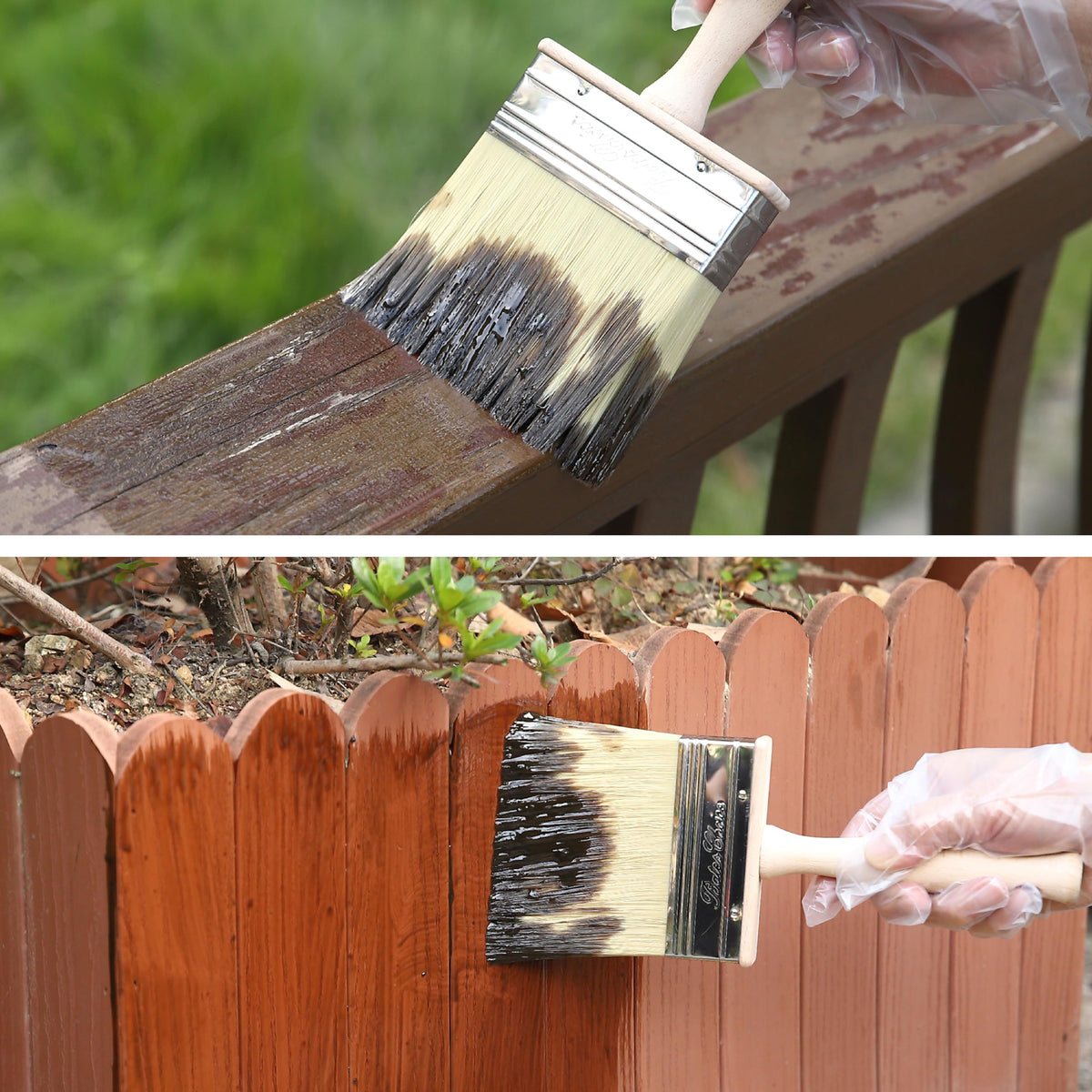 Bates Choice deck stain brush 6in wide head covers large deck areas.
