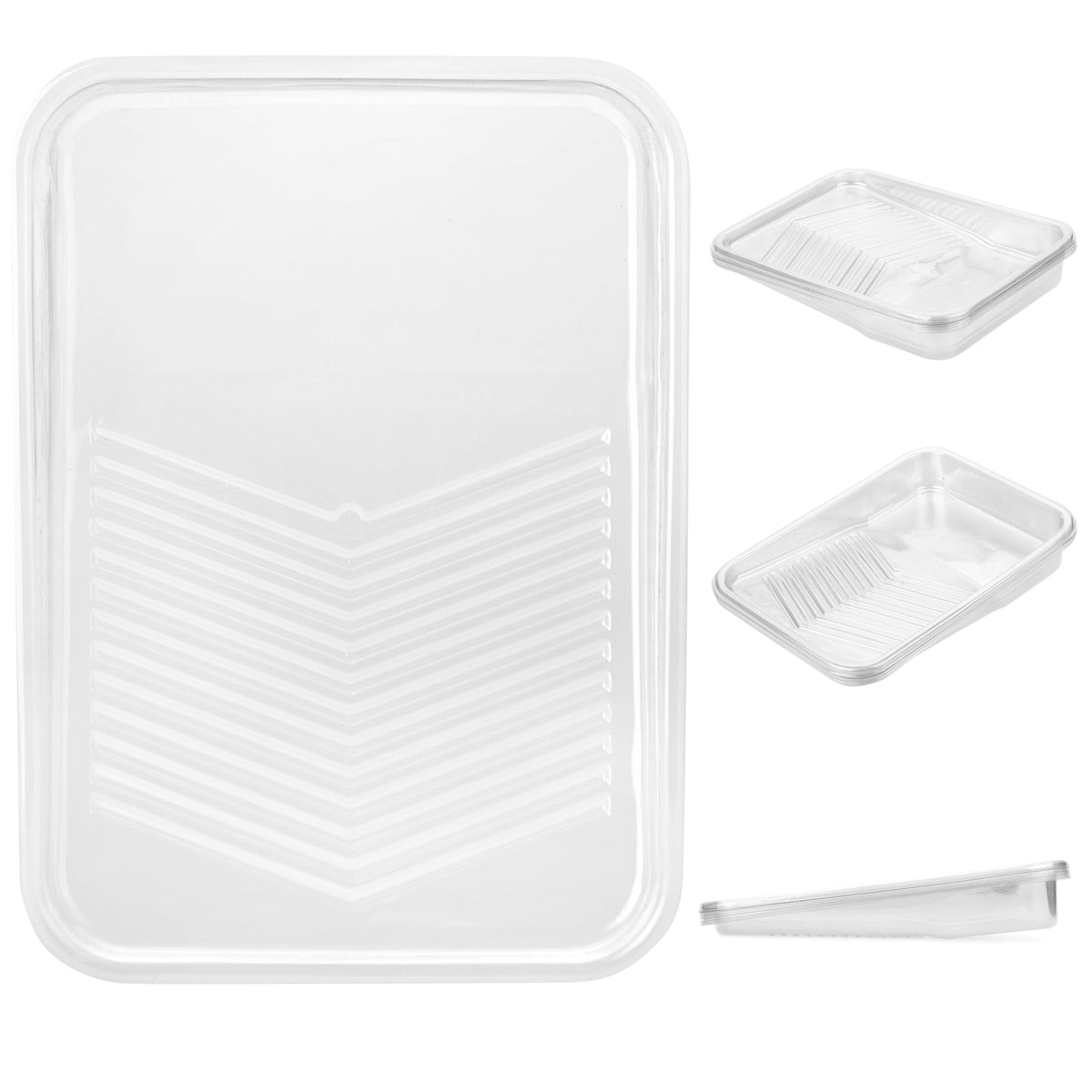 Durable plastic tray liners withstand various paints for ongoing use.